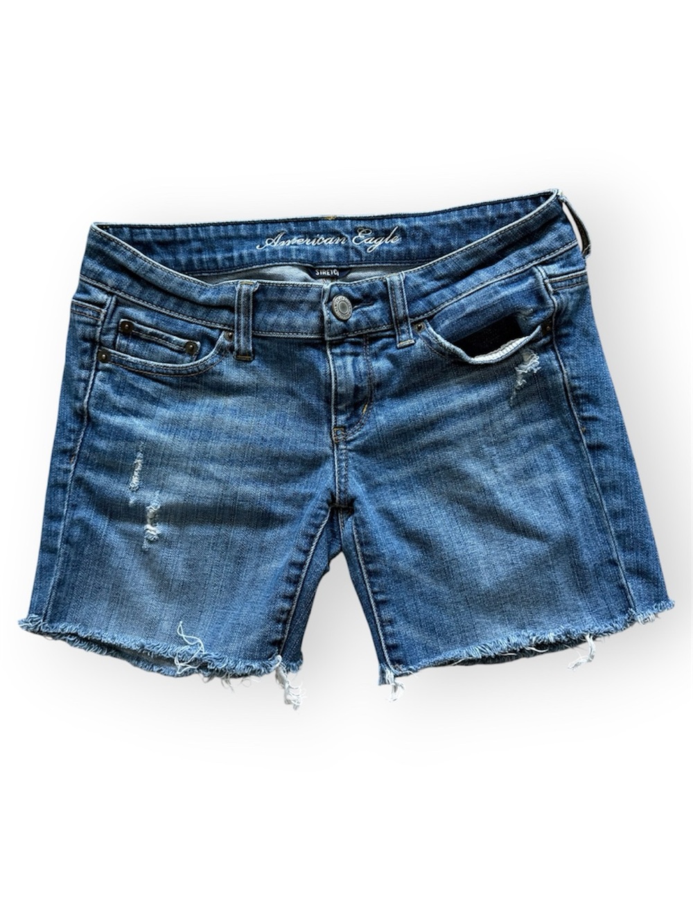 American Eagle Outfitters Blue Distressed Cutoff Denim Shorts